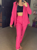 Trajes de pantalón de trabajo OL Conjunto de 2 piezas para mujer Traje de entrevista de negocios Conjunto Uniforme Blazer delgado y Pantalón de lápiz Traje de dama de oficina