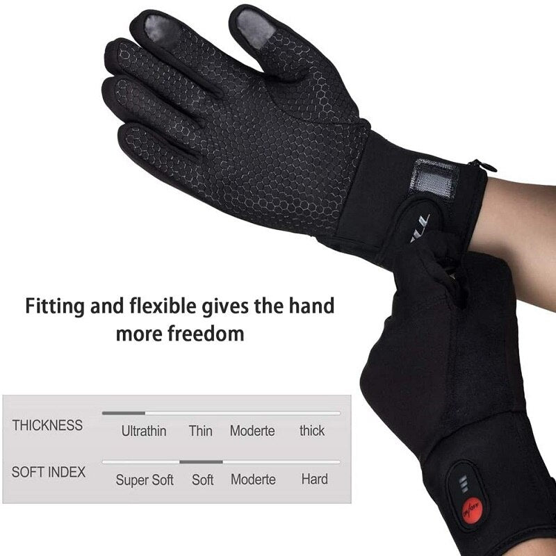 Winter Warm Cycling Heated Gloves Liners Rechargeable Battery for MTB Riding Skiing Hiking Motorcycle Gloves Men Women 2021