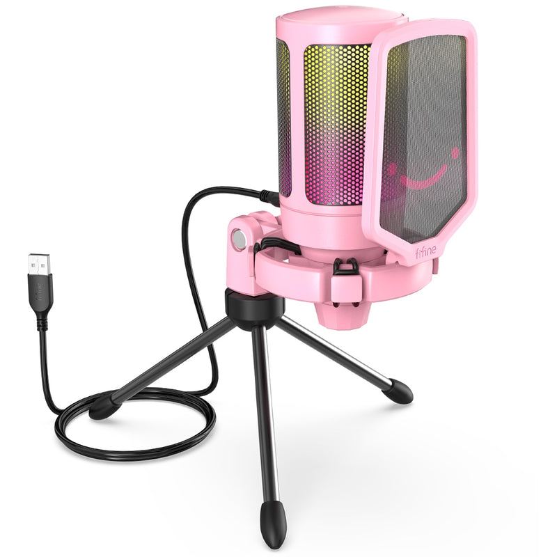Micrófono de condensador USB FIFINE para juegos, para PC PS4 PS5 MAC con filtro Pop, montaje de choque y Control de ganancia para Podcasts