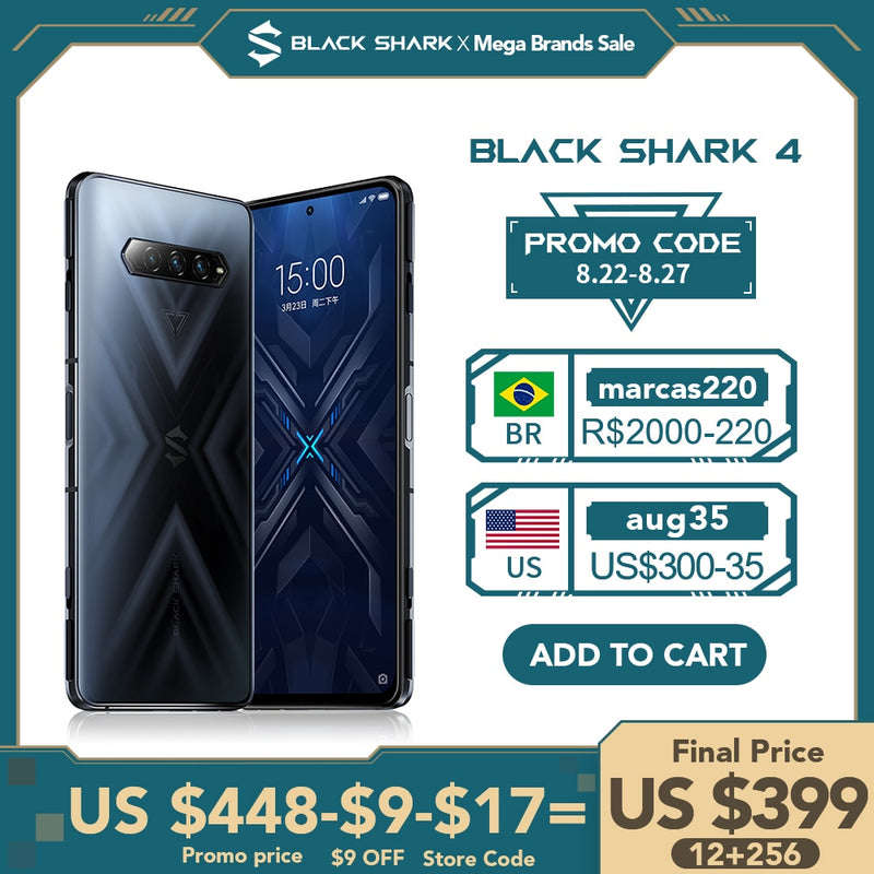 Black Shark 4 5G Gaming Phone Global Version Celular NFC Snapdragon 870 Magnetic Pop-Up Triggers 144Hz 67W Cellphone
