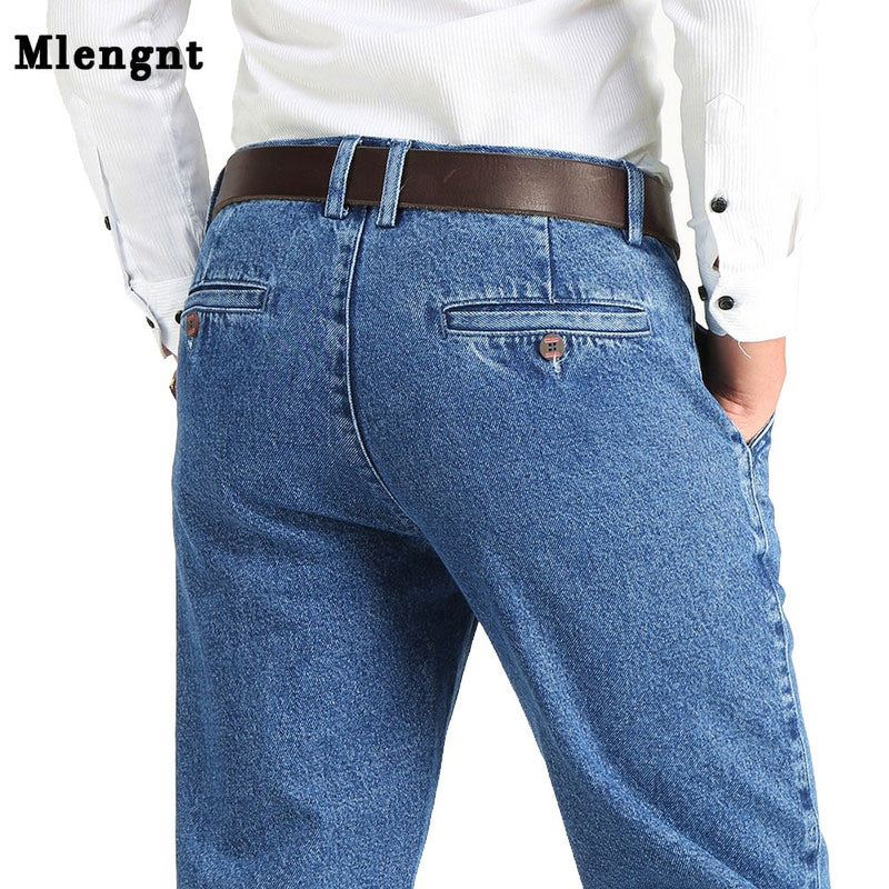 2021 Thick Cotton Fabric Relaxed Fit Brand Jeans Men Casual Classic Straight Loose Jeans Male Denim Pants Trousers Size 28-40