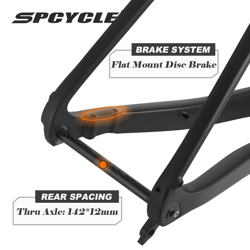 Cuadro de grava de carbono completo Spcycle T1000 700C, cuadro de bicicleta de carretera con freno de disco, todo el Cable interno, cuadro de bicicleta de grava ligero