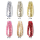 Beautilux Gel-Nagellack-Set Platinum Glitter Bling Gloss Holographic Mermaid Semi Permanent Nails Gels Lack Nagellack