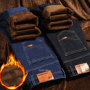 2022 Winter Herren Schwarz Slim Fit Stretch Dicke Samthose Warme Jeans Lässige Fleece-Linie Hose Herren Plus Größe