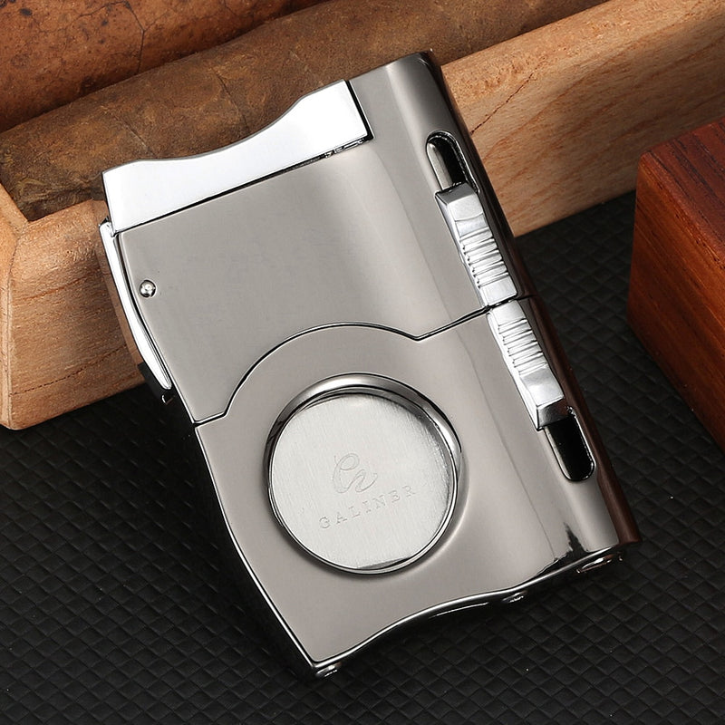 GALINER Cigar Cutter Knife Built-in 2 Size Cigar Punch Locked Blades Luxury Metal Cutters Guillotine For Cigars Accessories Puro