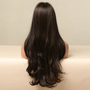 LOUIS FERRE Ombre Black Brown Cosplay Synthetic Wigs Long Middle Part Wavy Natural Hair Wig For Black Woman Afro Heat Resistant