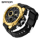 SANDA Marke Herrenuhr Military Outdoor Sports Wasserdichte Uhren Dual Display Quarz LED Digitaluhr Relogio Masculino