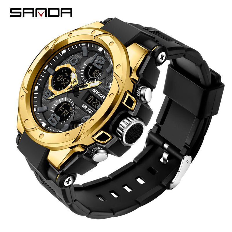 SANDA Marke Herrenuhr Military Outdoor Sports Wasserdichte Uhren Dual Display Quarz LED Digitaluhr Relogio Masculino