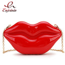 Bolso de noche con diseño de labios rojos para mujer, bolso de mano deslumbrante con cadena para mujer, bolso cruzado, monederos y bolsos de mano, moda