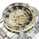 Winner Transparent Diamond Mechanical Watch Skeleton Armbanduhr für Herren Top-Marke Luxusuhren Unisex-Größe Uhr reloj hombre