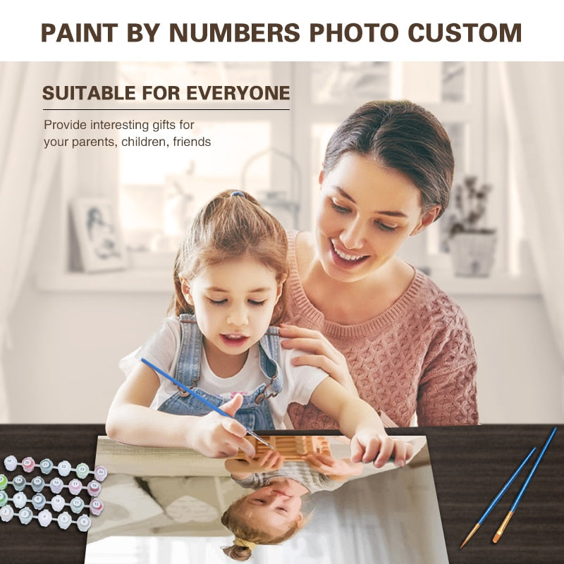 24/36 colores pintura personalizada por números foto personalizada DIY pintura al óleo por número imagen lienzo retrato familia niños foto
