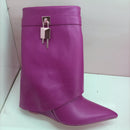 Ins Hot Spring Winter Great Quality Crocodile Print Upper Shoes Booty Knee High Pointy Toe Overlay Side Zip Damenstiefel 43