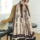 Warmer Winterschal Kaschmir Frauen Pashmina Design Druck Schals Wrap Weibliche Dicke Decke Weiche Bufanda Stolen 2022 Mode
