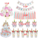 Unicorn Party Supplies Einweggeschirr-Set Kindergeburtstagsfeier Dekoration Unicornio Decor Plates Cup Banner Baby Shower
