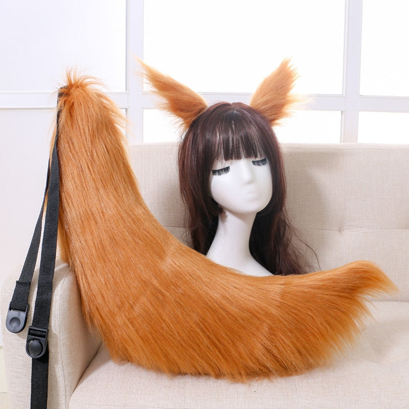 Adjustable Belt Fox Ears Tail Furry Animal Headband Cosplay Props Carnival Party Decor Fancy Dress Halloween Costume Accessories