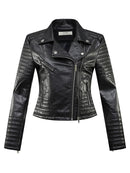2022 New Fashion Women Autumn Winter Motorcycle Faux Leather Jackets Lady Long Sleeve Biker White PU Punk Streetwear Black Coats
