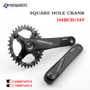 PROWHEEL Bicycle Square Hole Sprocket 104BCD 170/175mm Crank 30/32/34/36/38/40/42/44/46/48/50/52T Narrow Chainrings MTB Crankset