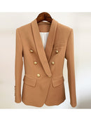 HIGH STREET 2022 El más nuevo diseñador Blazer Jacket Mujer Slim Fitting Double Breasted Metal Lion Botones Chal Collar Blazer