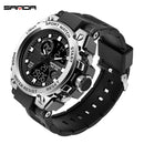 SANDA Marke Herrenuhr Military Outdoor Sports Wasserdichte Uhren Dual Display Quarz LED Digitaluhr Relogio Masculino