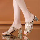 Lucyever Damen Sommer Pantoffel Sandalen Mode Hgih Heels Open Toe Kristall Sandalen Damen Strass Böhmen Strand Flip Flops