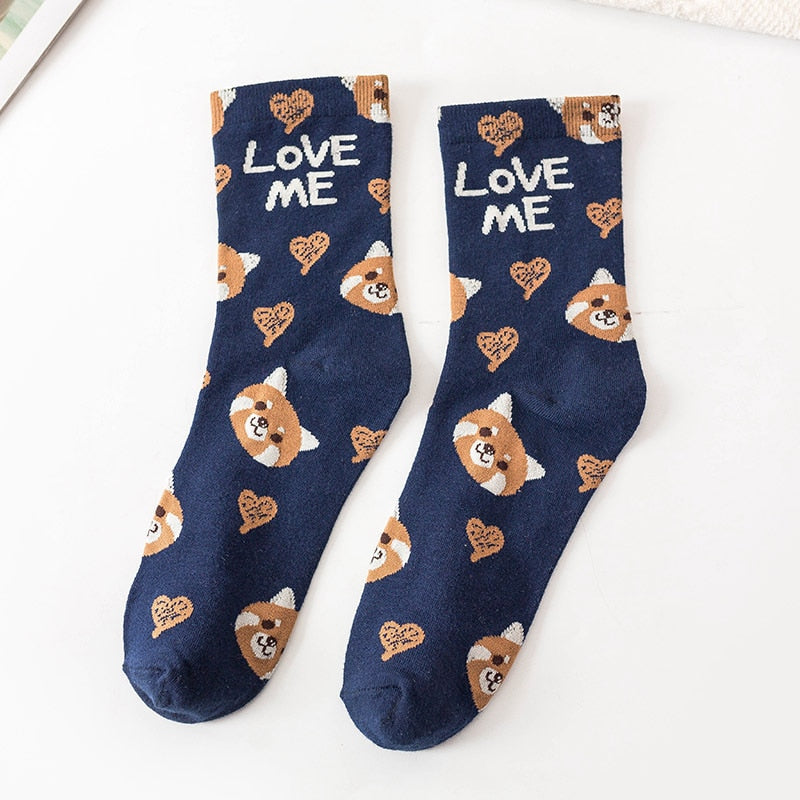 Nuevos calcetines con estampado de animales Kawaii, calcetines bonitos de estilo coreano para mujer, calcetines de algodón con dibujo de gato y Panda para mujer y niña, calcetines meias mulher skarpety sox