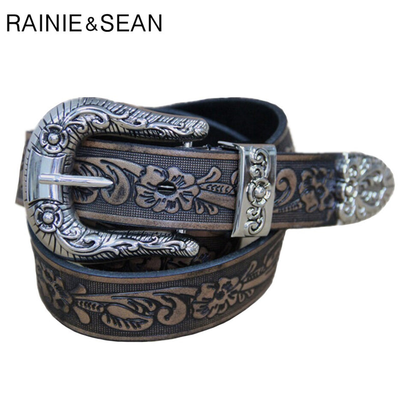 RAINIE SEAN, cinturón de cintura para hombre, Jeans de cuero genuino, cinturón con Pin en relieve, cinturones de cuero de vaca Real de alta calidad para hombre Vintage Borgoña