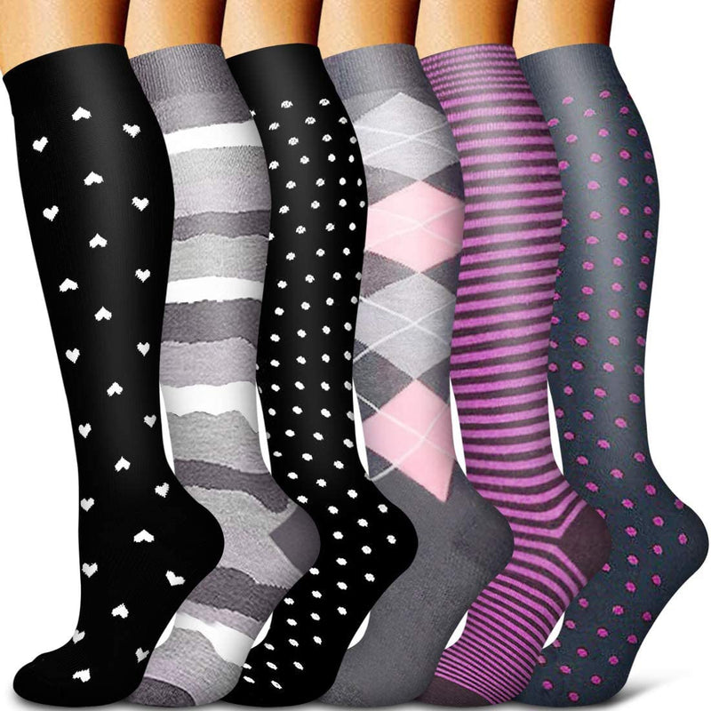 5/6 Pairs Men and Women Compression Socks Circulation Recovery Varicose Veins Nursing Travel Running Hiking Sports Socks