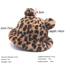 Winter Mode Niedlichen Leopard Bär Ohr Eimer Hut Für Frauen Dicke Warme Kunstpelz Pelzige Fischer Kappe Outdoor Schutz Weich Panama