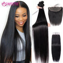 Sweetie Straight Hair Bundles mit frontalen brasilianischen natürlichen Echthaar-Webart-Bundles mit Verschluss 9A Remy-Haarverlängerung