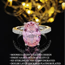 Silver Color Bride Oval Wedding Ring Set for Women Engagement Luxury Band Eternity Jewelry Dropshipping Classic Big R4947-pink