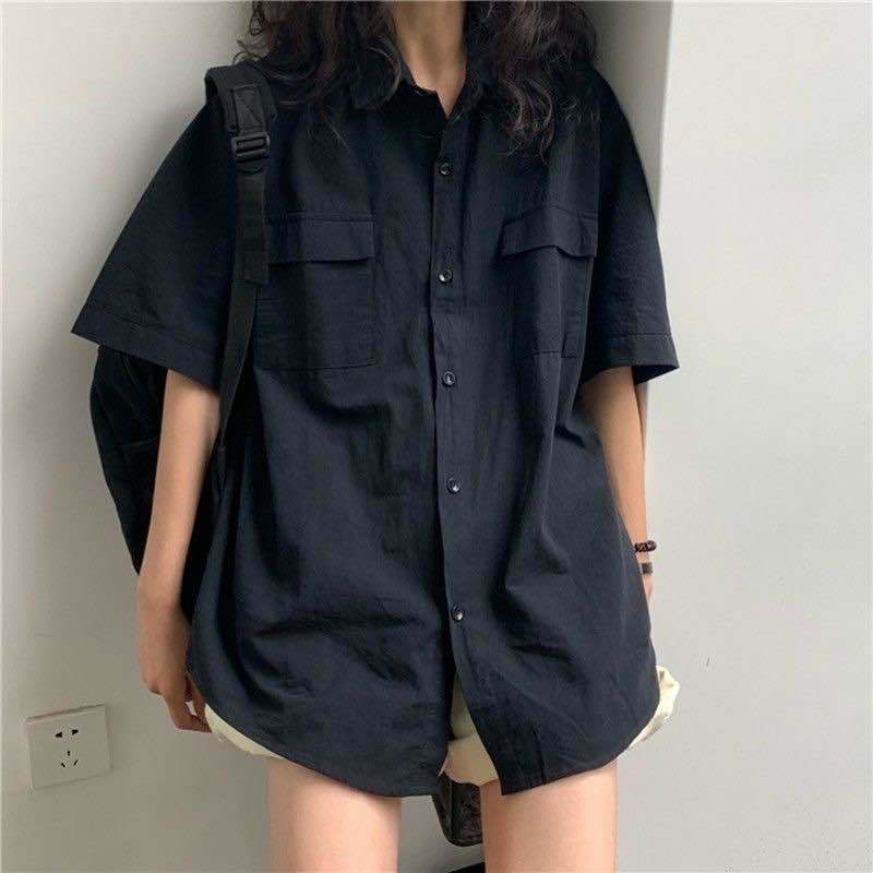 EBAIHUI 2021 Kurzarmhemd Frauen Weiß Umlegekragen Basic Casual Teen Gril Student Oversize Shirt Frauen Lose Bluse