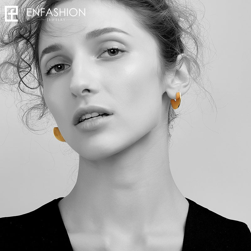 Enfashion Punk Geometic Semi-circle Fan Stud Earring Gold Color Stainless Steel Earrings For Women Earrings oorbellen E5423