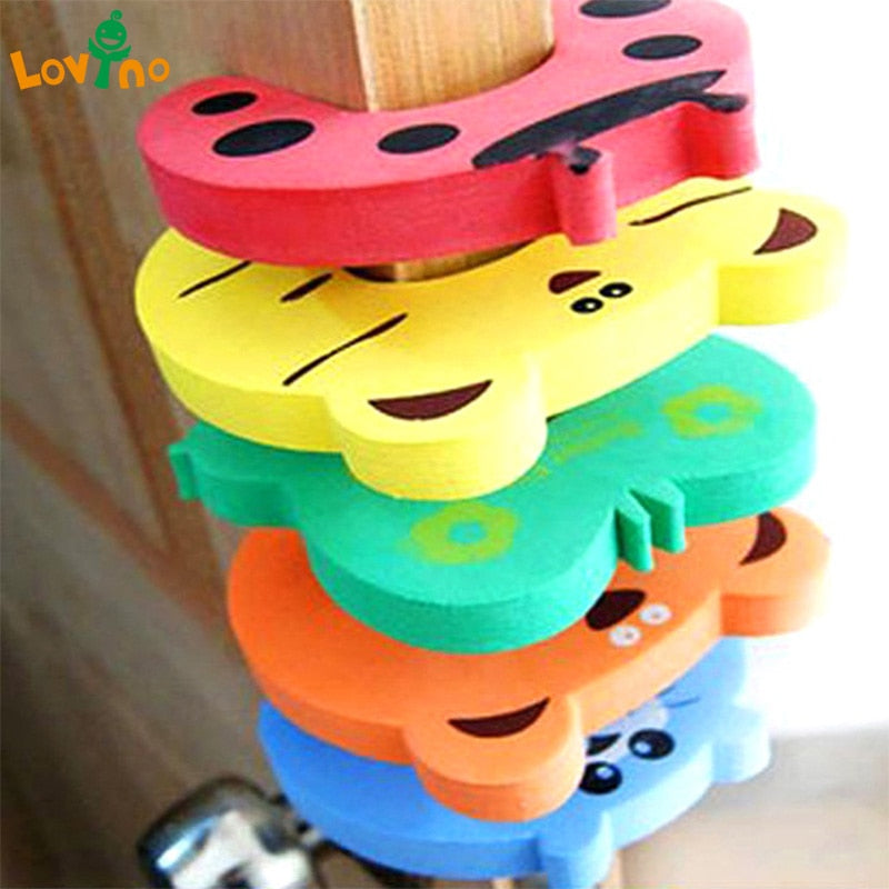 10pcs/Lot Kids Baby Cartoon Animal Jammers Stop Edge Corner Guards Door Stopper Holder Lock Baby Safety Finger Protector Cute