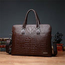 Double Layer Men's Handbag Men Briefcases Leather Handbags Crocodile Pattern Shoulder Bag Male Business Men Laptop Bag Sac Homme