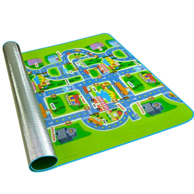 Baby Krabbelmatte Rutschfeste Oberfläche Baby Teppich Spielmatte 0,3 cm Dicke Urban Track Lernmatte für Kinder Game Pad