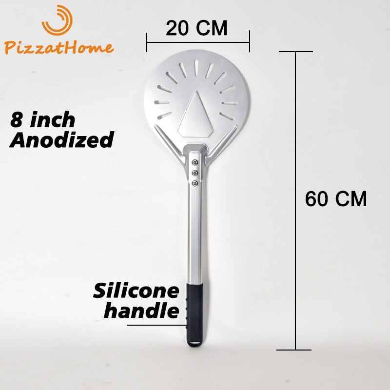 PizzAtHome 7/ 8/ 9 Inch Perforated Pizza Turning Peel Pizza Shovel Aluminum Pizza Peel Paddle Short Pizza Tool Non-Slip Handle