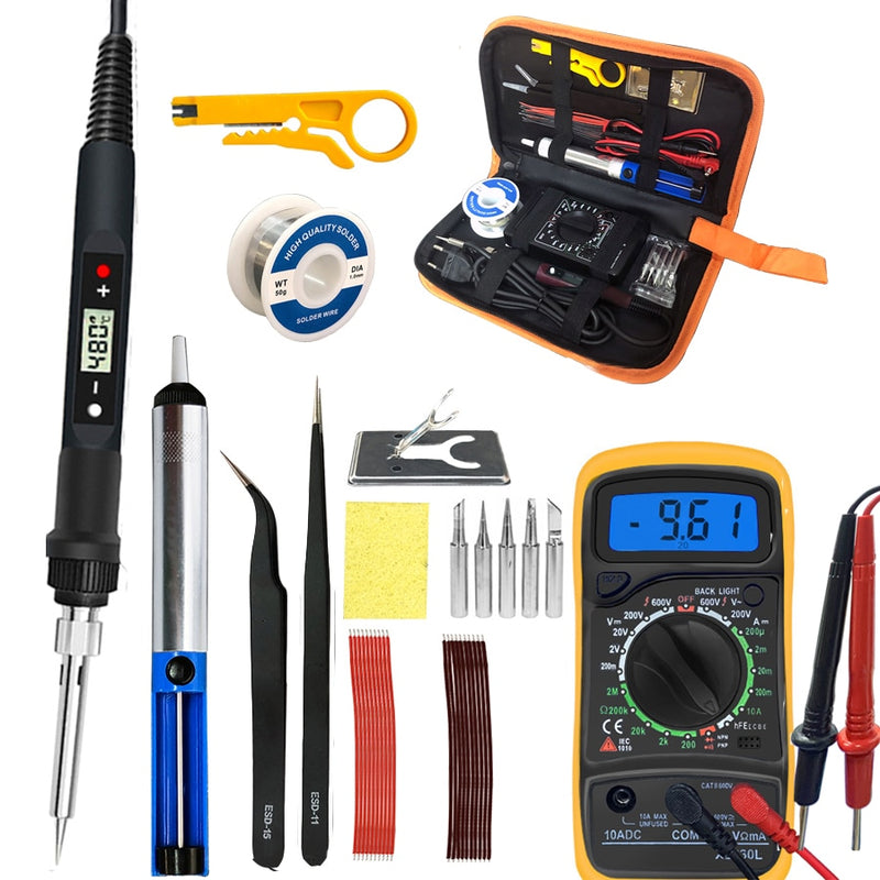 80W Digital Electric Soldering Iron 220V 110V Temperature  Adjustable LCD display Solder welding iron tool kit  Tips 60W/80W