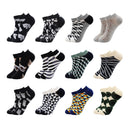 6-12 Pairs Novelty Funny Casual Ankle Socks Fashion Colorful Harajuku Fruit Animal Grid Cotton Men Socks Slippers