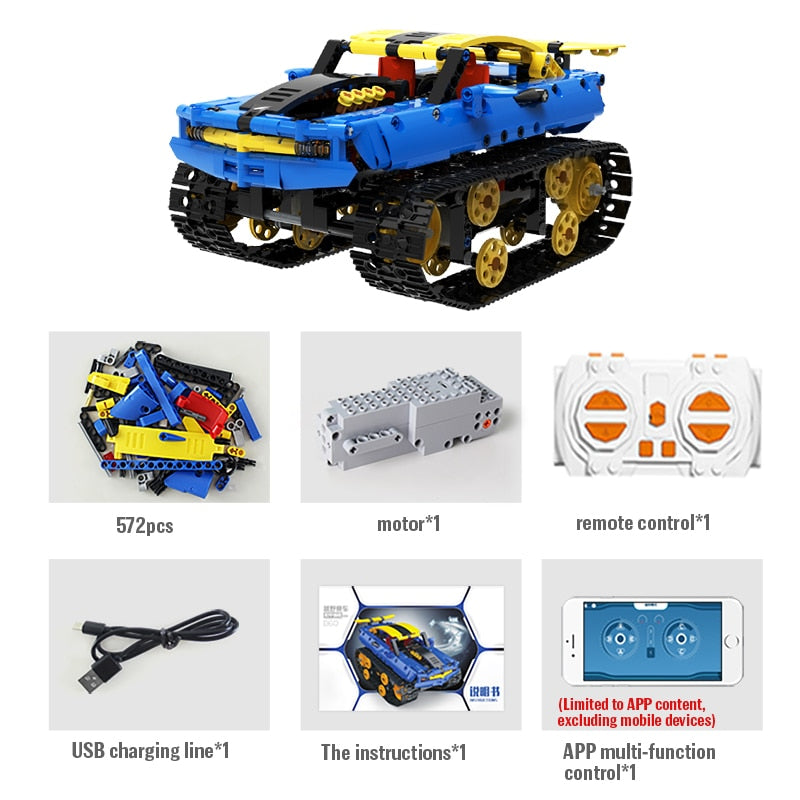 City Off-road RC Racing Car Electric Building Blocks APP Control remoto tanque militar ladrillos juguetes para niños