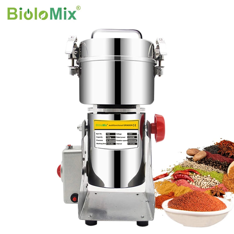 BioloMix 800g 700g Granos Especias Hebals Cereales Café Molinillo de alimentos secos Molino Máquina de molienda Gristmill Trituradora de polvo de harina