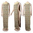 HAOYUAN Sexy de punto lateral Split suéter vestido sin mangas ropa de primavera para mujeres Y2k trajes fiesta de cumpleaños vestidos largos Maxi