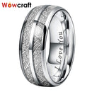 Herren Damen Fashon Jewlery Ehering Wolframkarbid Finger Verlobungsring 8 mm Gewölbter Meteorit Inlay Comfort Fit