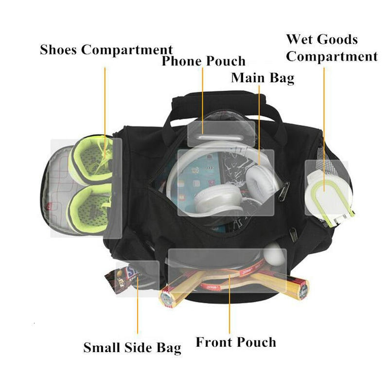 Männer Sporttaschen für Fitnesstraining Outdoor-Reisen Sporttasche Multifunktions-Trocken-Nass-Trennbeutel Sac De Sport