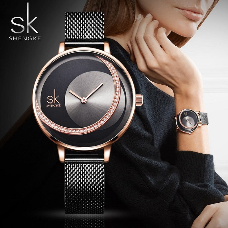 Shengke Crystal Women Watch Luxury Brand Ladies&