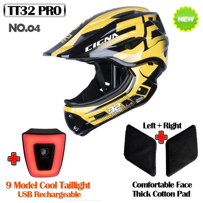 Detachable Kids Cycling Helmet with light Full Face Child Helmet Pro Protection MTB Downhill Bike Helmet Sports Safety Equipment