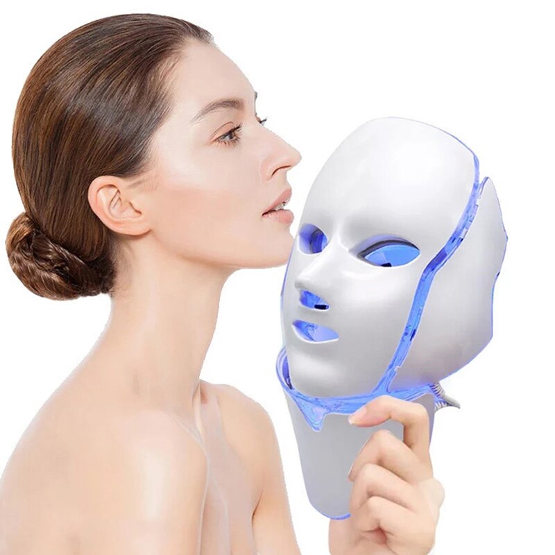 Máscara facial Led para la cara Moda Terapia de fotones Máquina de mascarilla facial Terapia de luz Máscara para el acné Cuello Belleza Máscara Led para la cara de las mujeres
