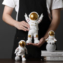 Astronautenfiguren aus Harz, Mode-Raumfahrer mit Mondskulptur, dekorative Miniaturen, Kosmonauten-Statuen, Geschenk für Mann und Freund