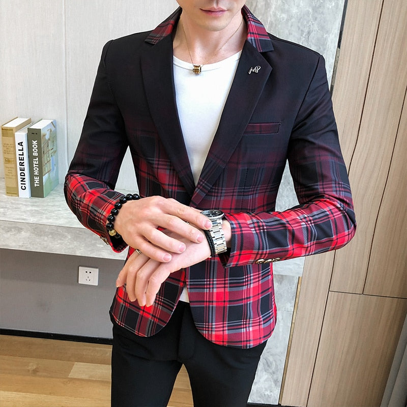 Hochzeit Business Kleidung Männlichen Blazer Masculino 2020 Frühling Britischen Stil Plaid Blazer Für Männer Anzug Jacke Casual Dress Coat