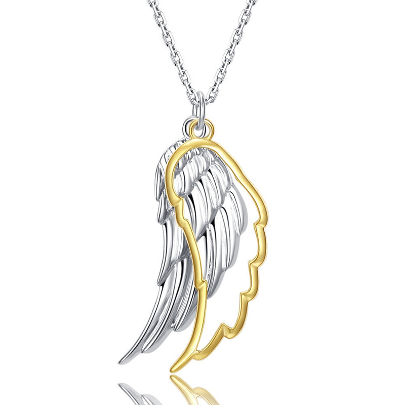 925 Sterling Silver Wing of Angel Necklace Hollow 18k Gold Color Feather Pendant Chain for Women 2020 Fine Jewelry Wedding Gift