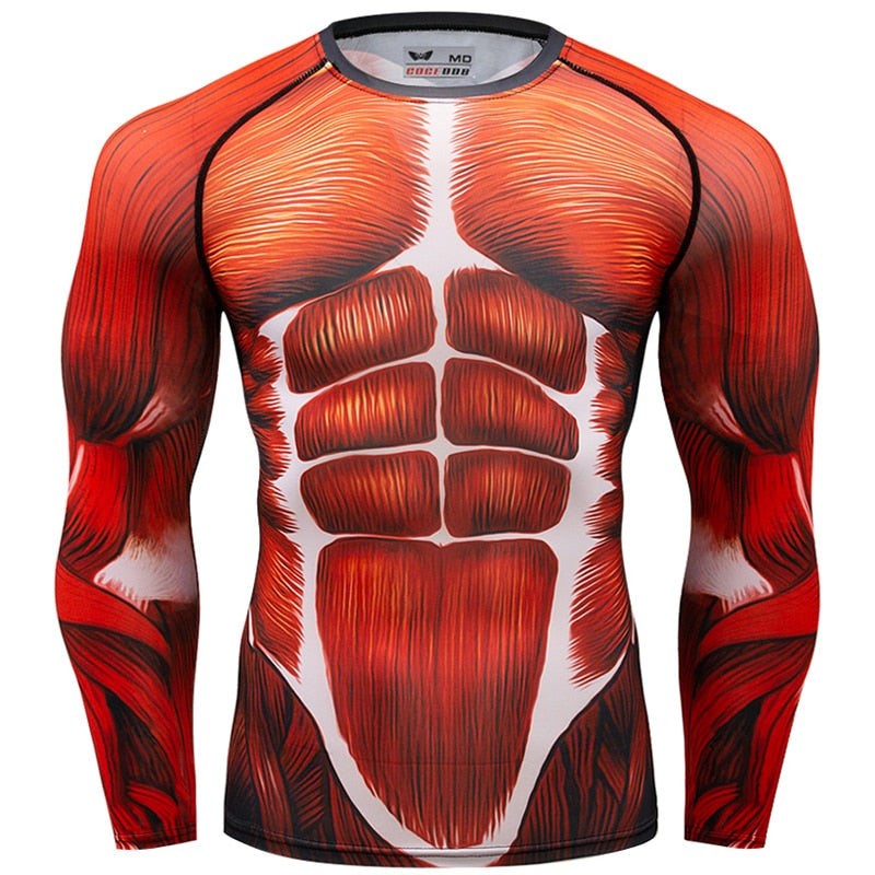 Men Compression t shirt Quick Dry Tight Sport Fitness T-Shirts Male Running 3D Aztec Running Gym Breathable T-shirt MMA T Shirt